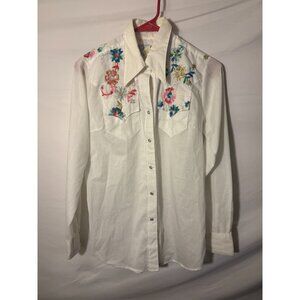Rockmount Ranch Wear Western Shirt Tru-West White Mens Size 34 Small Vintage